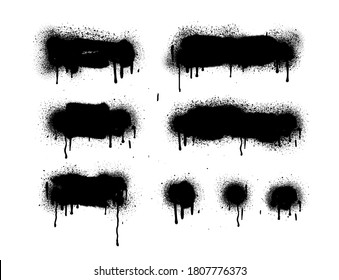 Hand drawn brush strokes isolated on white background. Grunge graphic elements. Dirty texture banners. Ink splatters. Vector illustrations.