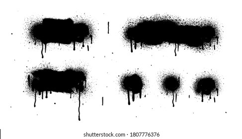 Hand drawn brush strokes isolated on white background. Grunge graphic elements. Dirty texture banners. Ink splatters. Vector illustrations.