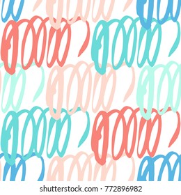 Hand Drawn Brush Strokes Pop Art Seamless Pattern for Fashion Design , Vector Illustration ,Wrapping Paper ,Fabric,Postcard,Poster,Party,Wallpaper,Goods ,Brochure, Placard 