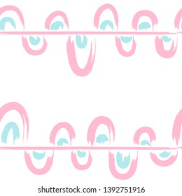 Hand drawn brush strokes seamless pattern. Abstract hand painted waves repeat texture.