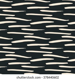 Hand drawn brush strokes seamless pattern. Monochrome hand painted repeat texture.