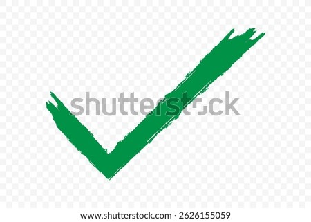 Hand drawn brush strokes tick mark. Check mark, tick brush signs. Approval symbol Vector illustrator