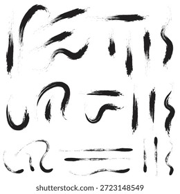 Hand Drawn Brush Strokes Vector, Grunge Ink Paint Marks, Rough Artistic Texture, Abstract Stroke Collection