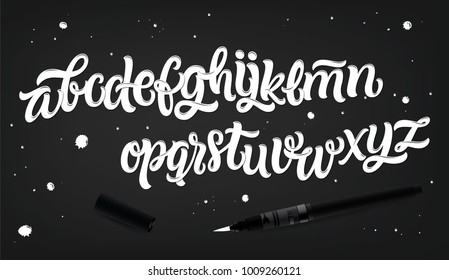 Hand drawn brush style calligraphy  font. Vector typo set.
