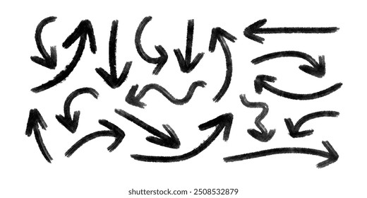 Hand drawn brush vector arrows