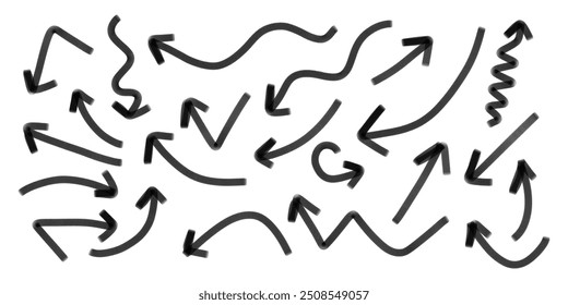 Hand drawn brush vector arrows