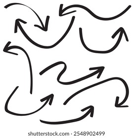 Hand drawn brush vector arrows