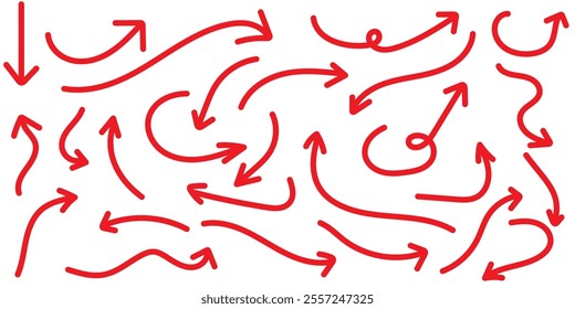 Hand drawn brush vector arrows