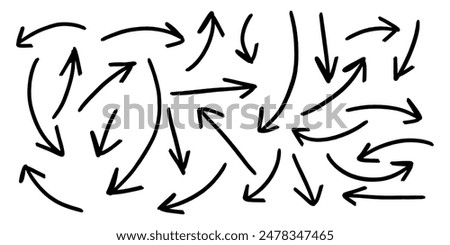 Hand drawn brush vector arrows