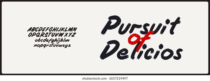 Handgezeichnete Pinsel, Vektorschriftart. Grob- und Kleinbuchstaben mit Vintage- und Retro-Stil.