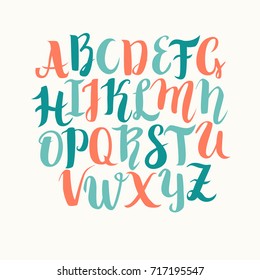 Hand drawn brush vector letters. Handwritten abc calligraphy. Coloring english capital letters poster. Caps lock is on. Isolated on white background