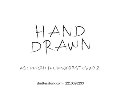 hand drawn brushed vector alphabet set