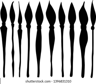 Hand Drawn Brushes Silhouette Vector