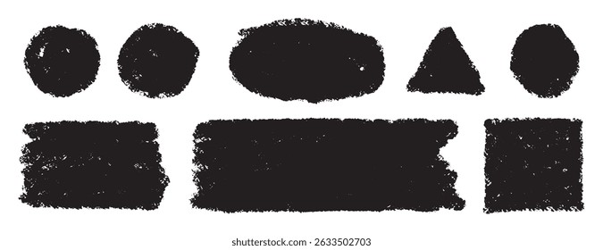 Cuadros de texto de pincelada dibujados a mano. líneas gruesas de Vector. Rectángulo grueso del grunge, círculo, textura cuadrada de la pintura. Cuadro de texto de rectángulo de tinta de boceto. Ilustración vectorial