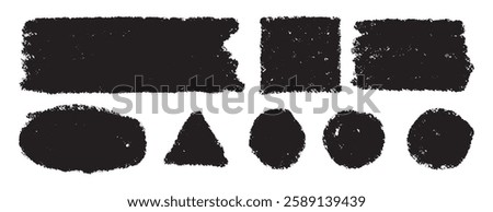 hand drawn brushstroke text boxes. thick vector lines. Rough grunge rectangle, circle, square paint texture. Sketch ink rectangle textbox. Vector illustration