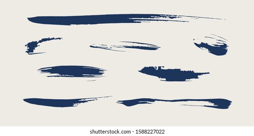 Hand Drawn Brushstrokes. Vector Illustrator Brush. Grunge Ink Brushes Set.