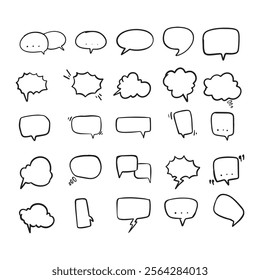 Hand drawn of bubble chat collection vector illustration
