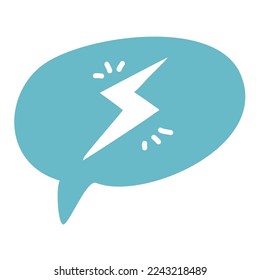 hand drawn bubble chat lightning icon