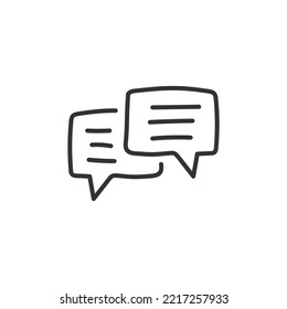 Hand drawn bubble chat vector icon. Chat flat sign design. SMS chat symbol pictogram. Hand drawn chat message linear icon