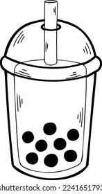 Hand Drawn Bubble Milk Tea illustration isolated on background