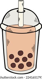 Hand Drawn Bubble Milk Tea illustration isolated on background