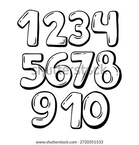 Hand drawn bubble numbers vector illustration. Suitable for poster and math element.
