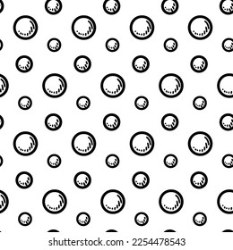 Hand drawn bubble seamless pattern. Vector illustration in sketch style. Engraved simple background