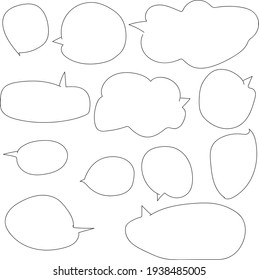 hand drawn bubble speech in doodle style isolated on background, Vector hand drawn set bubble speech theme. Vector illustration
