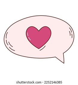 Corazón del discurso de burbuja dibujado a mano para el día de San Valentín. Elementos de diseño para carteles, tarjetas de felicitación, banners e invitaciones.