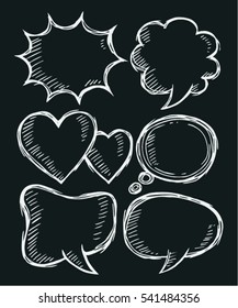 hand drawn bubble speech on black background, vector illustration