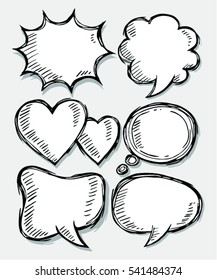 hand drawn bubble speech, vector illustration