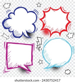 hand drawn bubble speech.Vintage Comic Book Speech Bubbles. Vector illustration