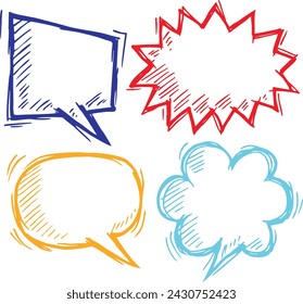 hand drawn bubble speech.Vintage Comic Book Speech Bubbles. Vector illustration