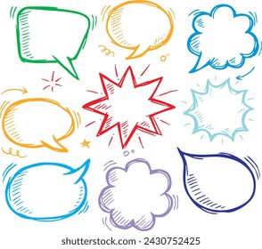 hand drawn bubble speech.Vintage Comic Book Speech Bubbles. Vector illustration