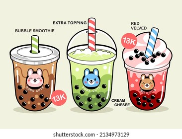 Hand Drawn Bubble Tea Flavors