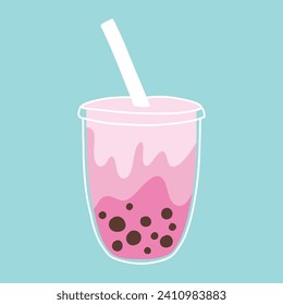 Hand drawn bubble tea isolated. Smoothies, bubble tea, bubble coffee. Vector illustration.