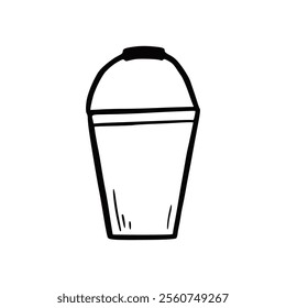 Hand drawn bucket object. Doodle sketch style. Drawing line simple bucket icon. Isolated vector illustration.