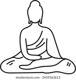 Hand Drawn Buddha sculpture in flat style isolated on background