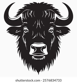 Hand drawn buffalo Head silhouette