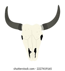 Hand drawn buffalo skull, isolated vector illustration in flat style 