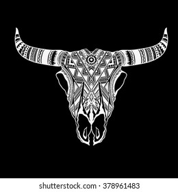 Hand drawn Buffalo Skull Native American Totem