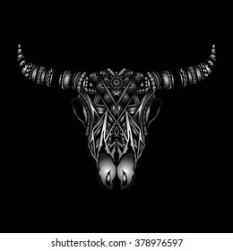 Hand drawn Buffalo Skull Native American Totem