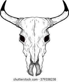 Hand drawn Buffalo Skull Native American Totem