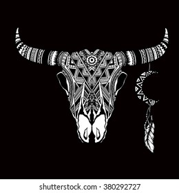 Hand drawn Buffalo Skull Native American Totem