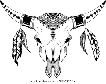 buffalo skull drawing