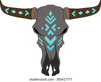 Hand drawn Buffalo Skull Native American Totem