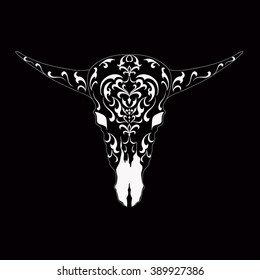Hand drawn Buffalo Skull Native American Totem