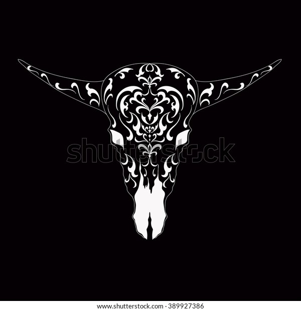 Hand Drawn Buffalo Skull Native American Stock Vector (Royalty Free