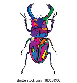 Hand drawn bug vector illustration in colors