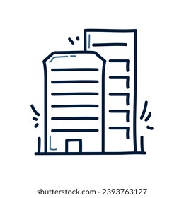 Hand drawn building doodle line illustration. Building doodle icon.